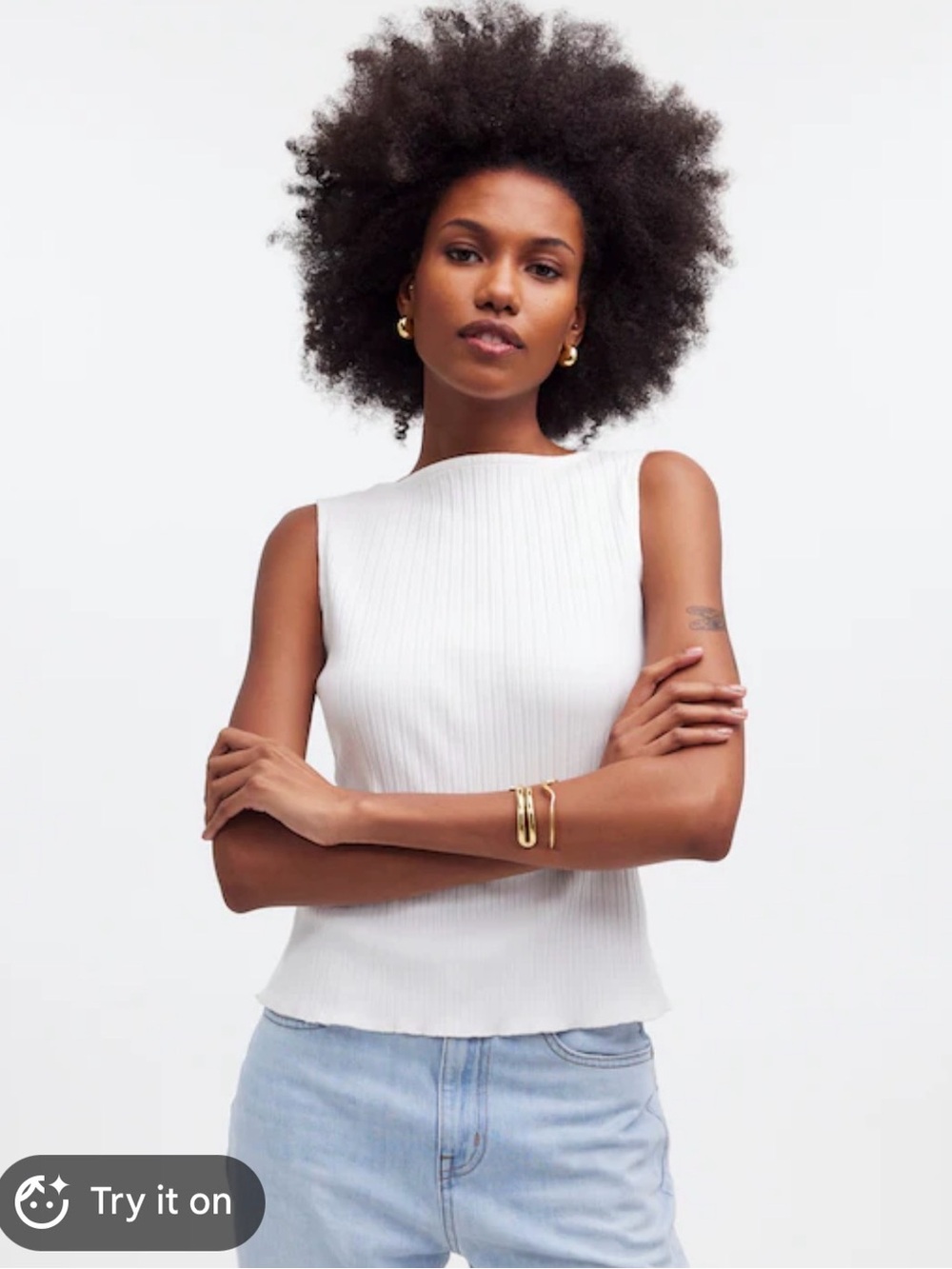 Madewell White Ribbed Sleeveless Knit Tank XS NWT!!